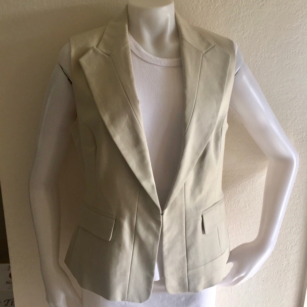 FRENCH CONNECTION Cotton Beige Lapel Vest Sz 12